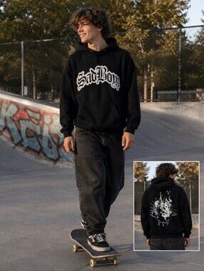 Sad Boyz Script Hoodie Black Men's Medium Sweatshirt, Unisex